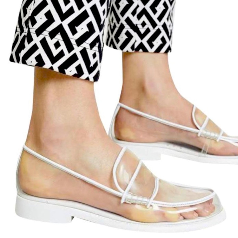 Jeffrey Campbell Kurri clear/white Vinyl Loafers